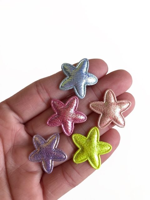 Aplique mini estrela irisada - 5 unidades ( 1 de cada cor)