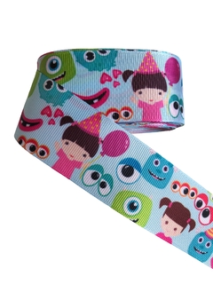 Fita gorgurão estampada monstros s.a 38mm - 2 metros