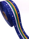 Fita gorgurão Brasil fundo azul 38mm - 1 metro