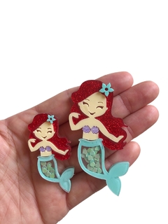 Aplique princesa Ariel (5cm e 7cm) acrílico - 1 unidade