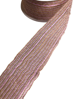 Fita de juta com listras rosa 38mm - 2 metros