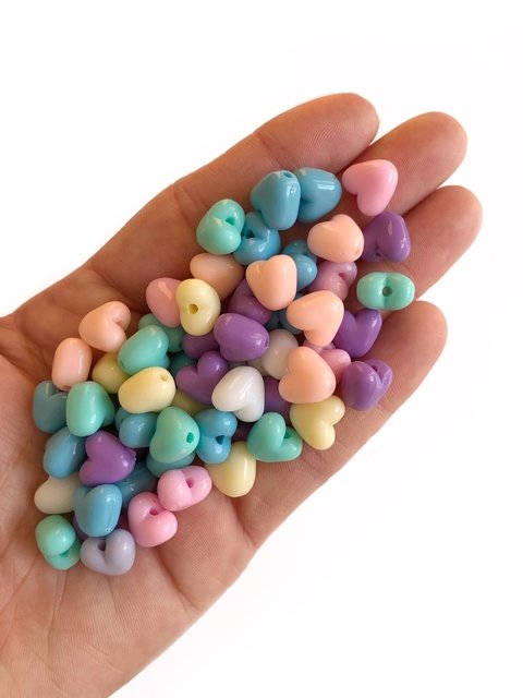 Miçanga coração colorido candy - 25 gramas