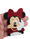 Aplique Minnie glitter vermelha grande curvada acrílico - 1 unidade