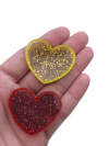 Aplique coração com recheio glitter - 1 unidade