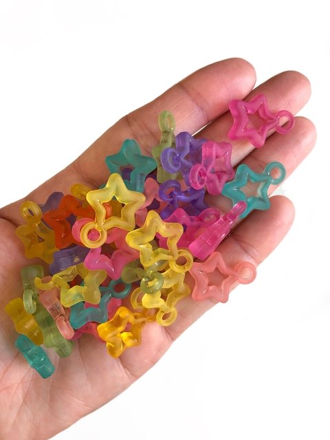 Pingente estrela colorida translúcida fosca - 25 gramas