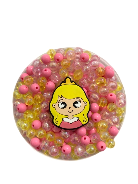 conta 8mm mix Princesa Aurora - 50 gramas + 1 aplique