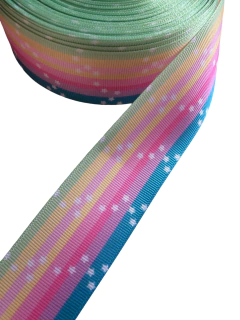 Fita gorgurão estampada candy com estrelinhas 38mm - 2 metros