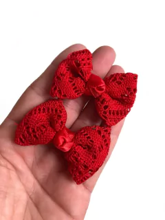 Aplique laço de renda vermelho - 1 unidade