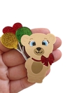 Aplique urso com balões grande curvado acrílico - 1 unidade