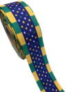 Fita gorgurão coração Brasil fundo azul 38mm - 1 metro