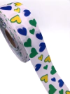 Fita gorgurão coração Brasil fundo branco 38mm - 1 metro