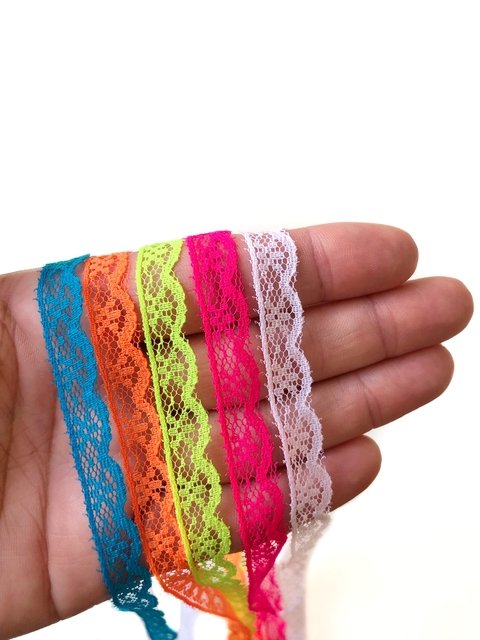 Renda 10mm neon - kit com 5 metros ( 1 metro de cada cor)