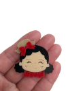 Aplique menina caipirinha cabelo cacheado acrílico - 1 unidade