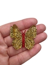 Aplique borboleta 3D dourada flocada acrílico - 1 unidade