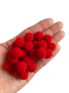 Pompom 15mm vermelho - 50 unidades