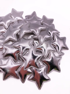 Aplique estrela prata metalizada - 1 unidade