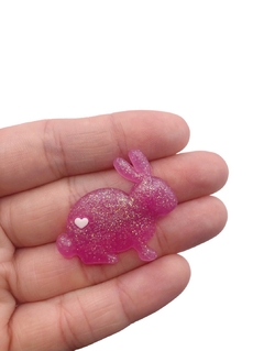 Aplique coelho rosa glitter emborrachado - 1 unidade