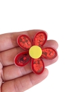 Aplique flor vermelha com confete acrílico - 1 unidade