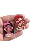 Aplique menina abc óculos emborrachado - 1 unidade