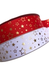 Fita gorgorão estrela dourada vazada 38mm