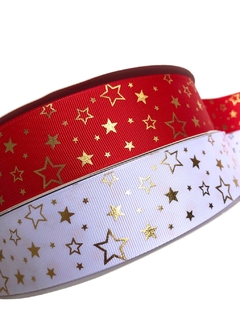 Fita gorgorão estrela dourada vazada 38mm