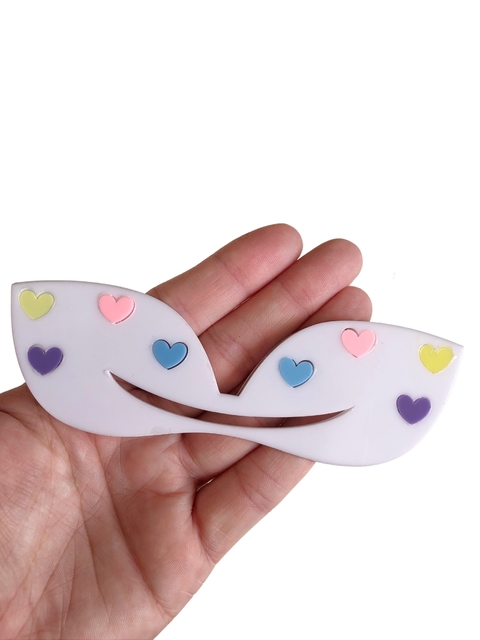 Aplique laço de tiara com corações acrílico 12cm - 1 unidade