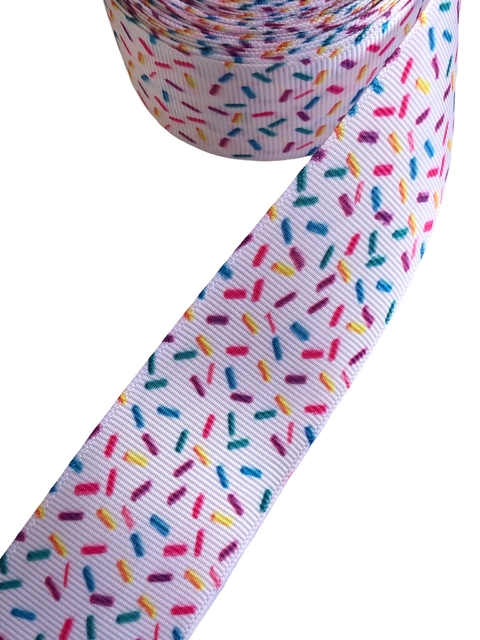 Fita gorgurão estampada granulado 38mm - 2 metros