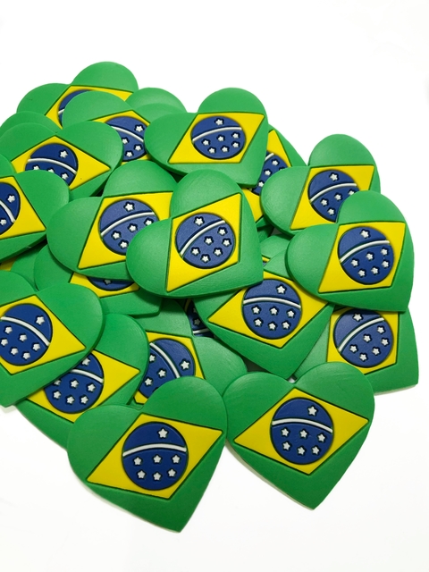 Aplique coração Brasil emborrachado - 1 unidade