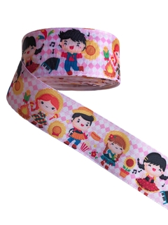 Fita gorgurão estampada festa junina 38mm - 2 metros