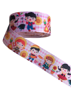 Fita gorgurão estampada festa junina 38mm - 2 metros