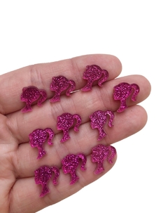 Aplique mini Barbie pink glitter acrílico - 10 unidades