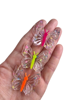 Aplique borboleta dupla 3D acrílico - 1 unidade