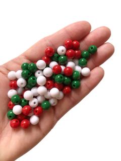 Conta 8mm sortida cores natal - 50 gramas