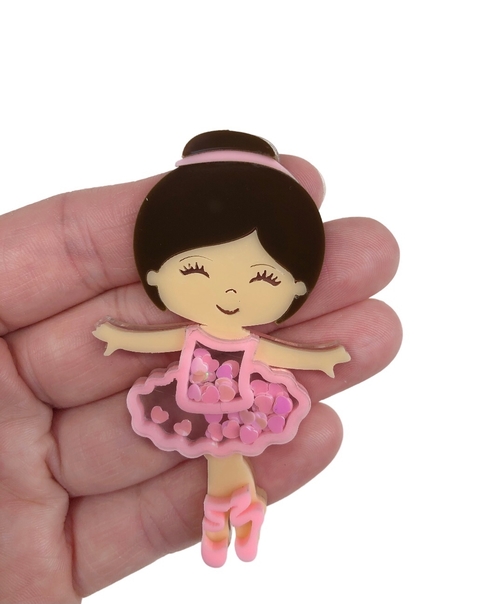 Aplique bailarina rosa acrílico 7cm - 1 unidade