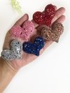 aplique coração glitter com estrelinhas - 1 unidade