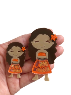 Aplique princesa moana (5cm e 7cm) acrílico - 1 unidade