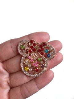 Aplique minnie metal com pedrarias - 1 unidade