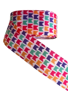 Fita gorgurão estampada bandeirinhas 38mm - 2 metros