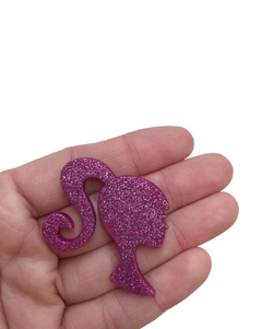 Aplique Barbie pink glitter emborrachada - 1 unidade