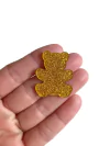 Aplique urso acrílico glitter - 1 unidade
