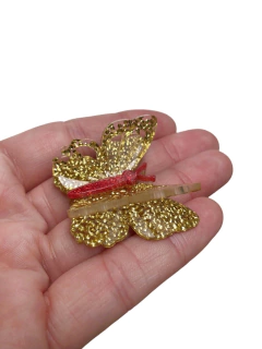 Aplique borboleta 3D dourada flocada acrílico - 1 unidade - comprar online