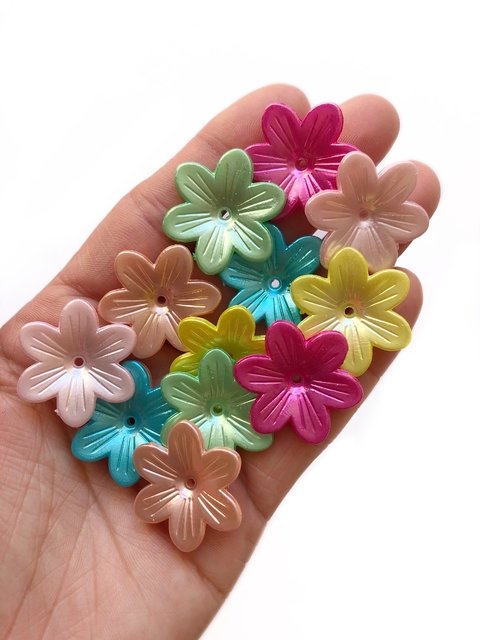 Flor com furo passante colorida - 15 gramas