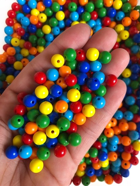 Conta 8mm cores escolar - 50 gramas