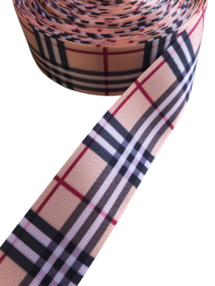 Fita gorgurão estampada burberry 38mm - 2 metros