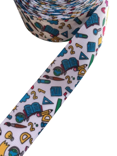 Fita gorgurão estampada escolar 38mm - 1 metro - comprar online
