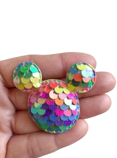 Aplique mickey paetê colorido - 1 unidade