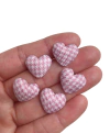 Aplique coração pied poule rosa bebê - 4 unidades