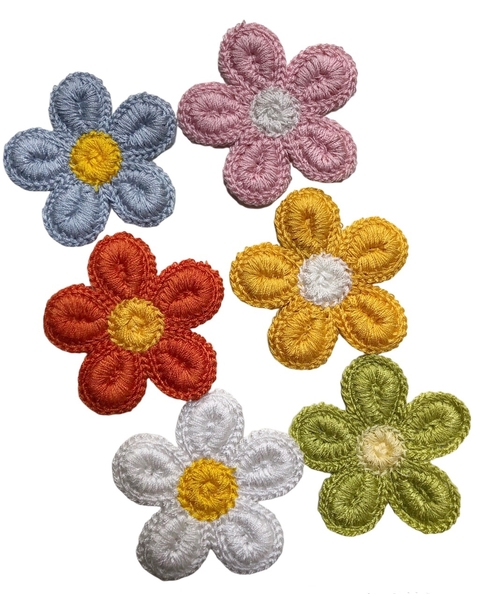 Aplique flor crochê grande - 1 unidade