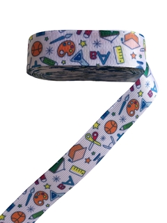 Fita gorgurão estampada escolar 22mm - 1 metro - comprar online