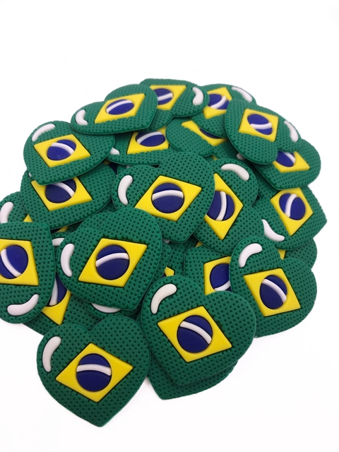 Aplique coração Brasil emborrachado - 1 unidade
